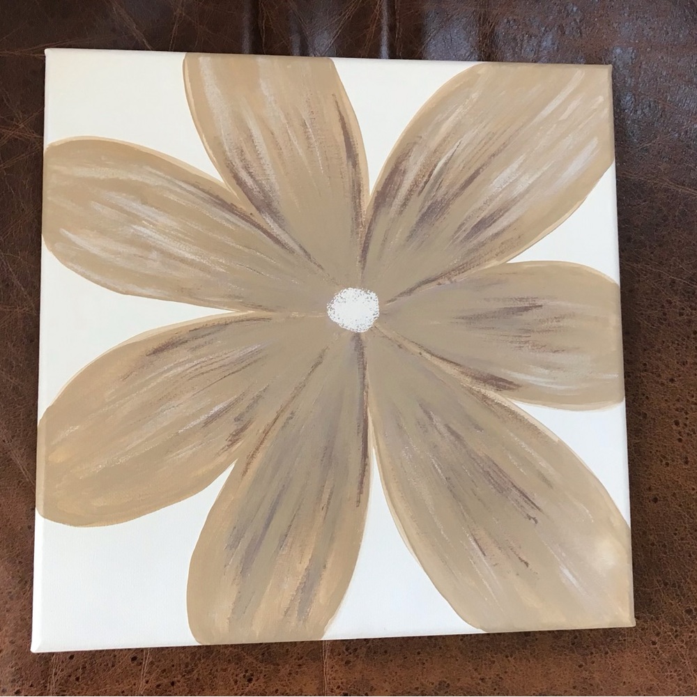 Hand Crafted Brown and Cream Floral canvas Painting